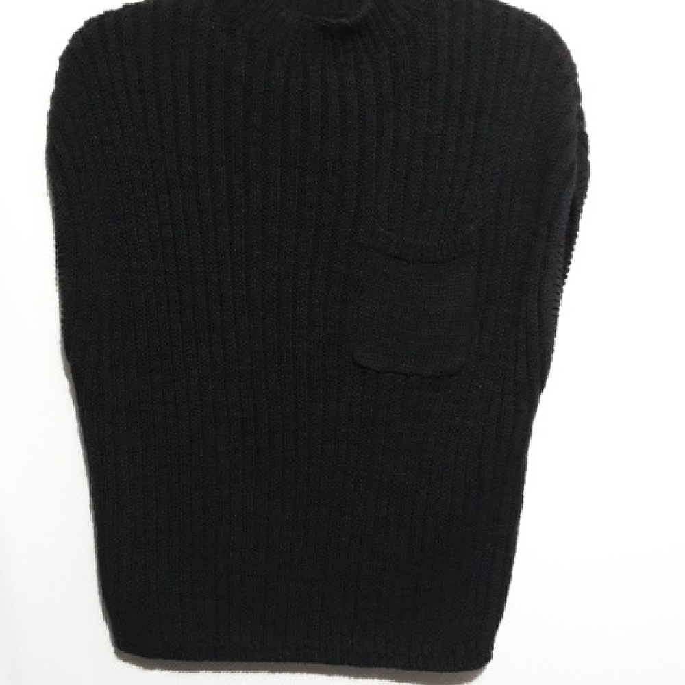 GARNET HILL Rib Cotton Blend Black Sleeveless Tank Sweater